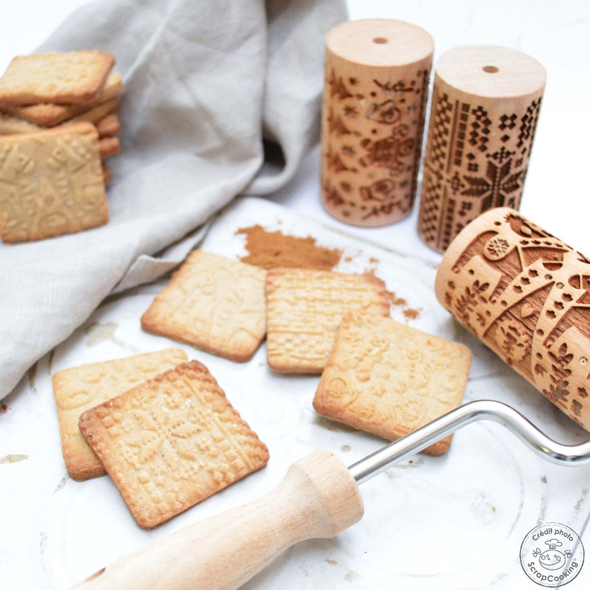 Holz Strukturroller mit Weihnachtsmotive