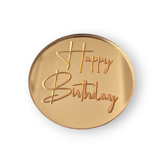 Acryl Plakette Happy Birthday1 Gold/Silber
