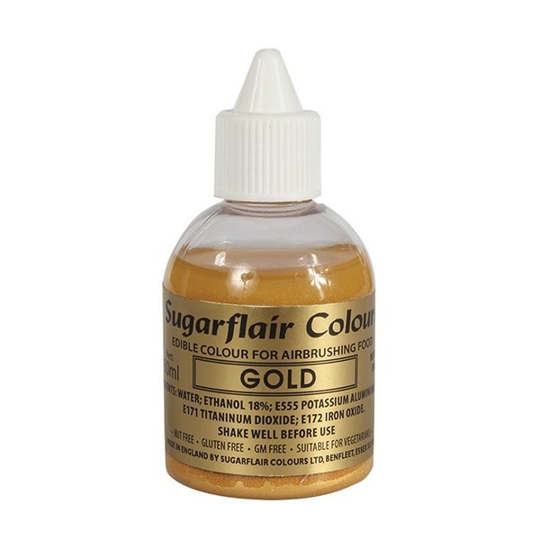 Sugarflair Airbrush Farbe - Gold 60 ml MHD 01/27