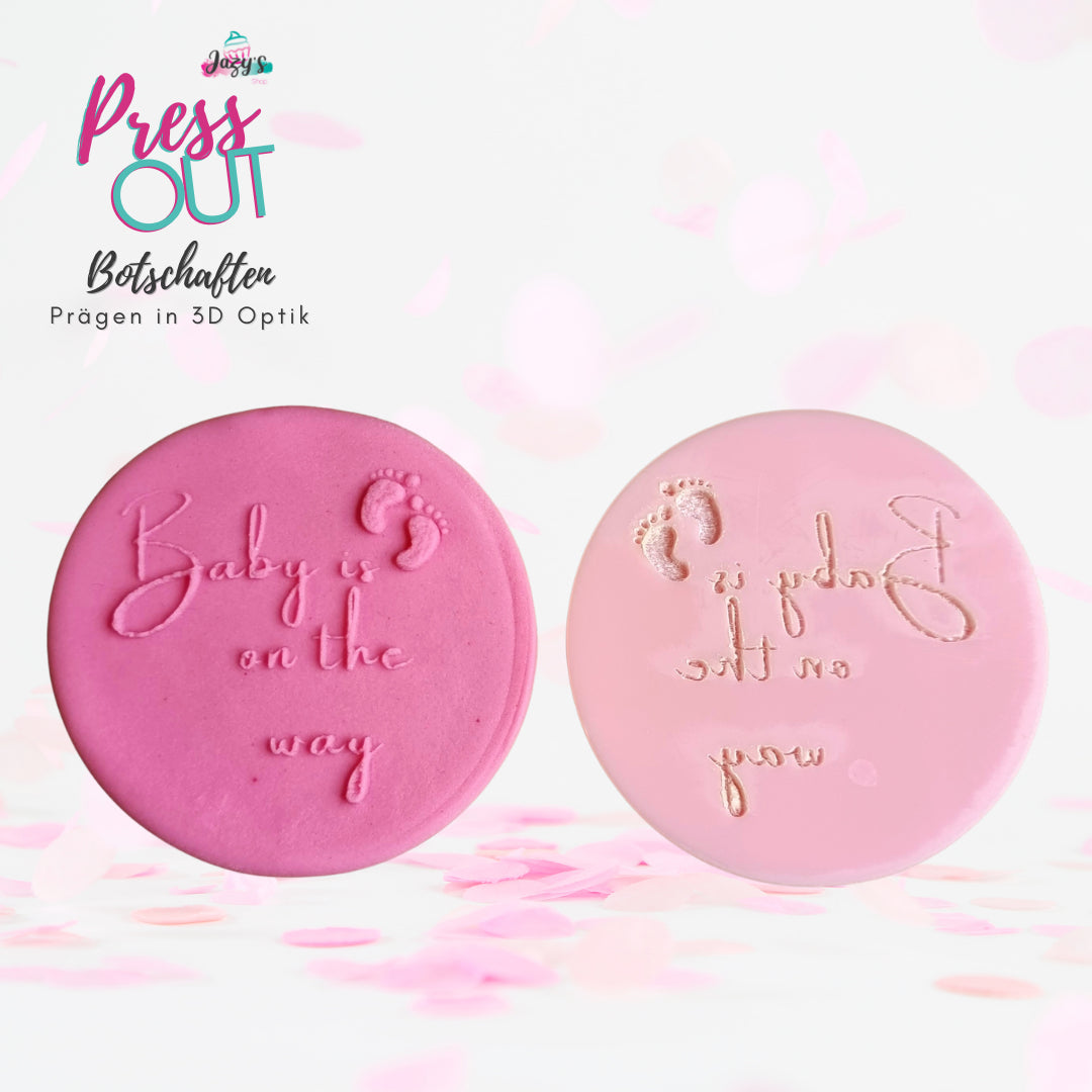 Press Out Cookie Stamp "Baby is on the way"