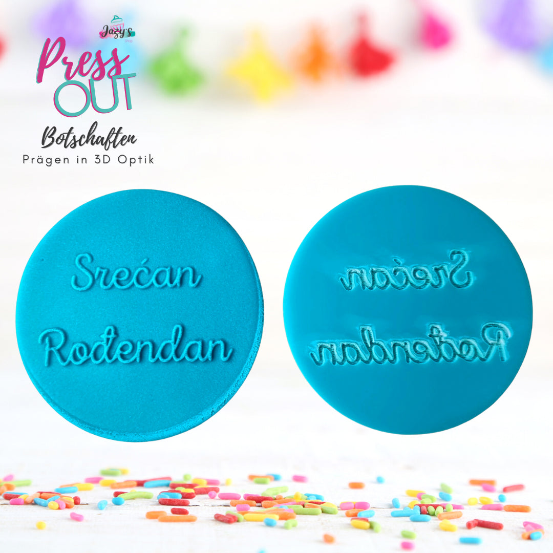 Press Out Cookie Stamp "Srecan Rodendan" (Serbisch)