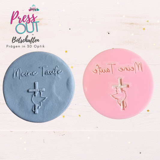 Press Out Cookie Stamp Taube um Kreuz "Meine Taufe"