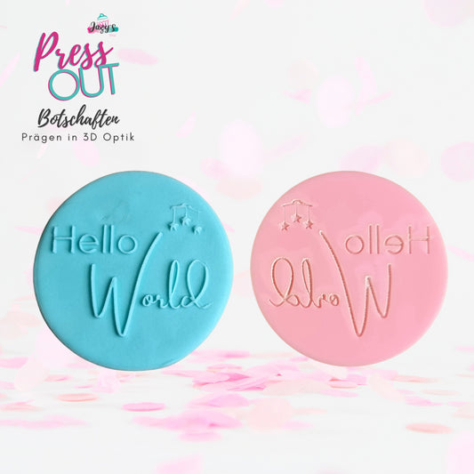 Press Out Cookie Stamp "Hello World"