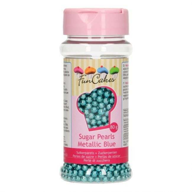 Funcakes Zuckerperlen Metallic Blue 80gr. MHD 01/26