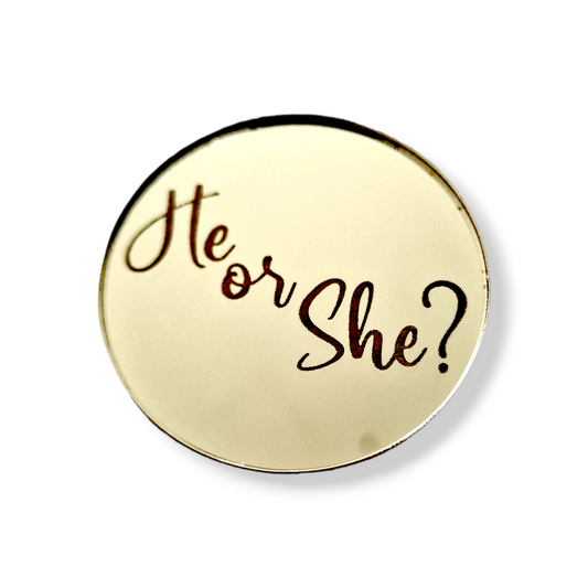 Acryl Plakette He or She Gold
