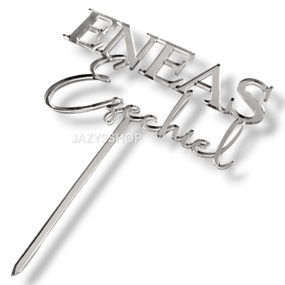Individueller Doppelname Caketopper Block&Handscript