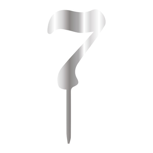 Cake Topper - Klein Silber - Zahl 7