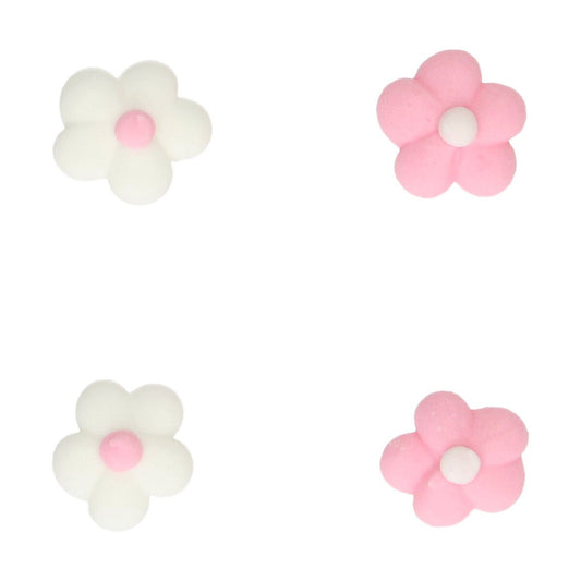 Funcakes Zuckerdekoration Mini Blumen Weiß/Pink 64Stk.