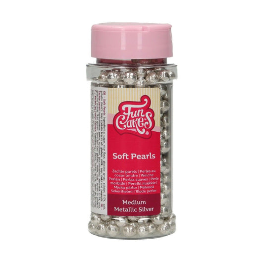 Funcakes Zuckerperlen Soft Metallic Silber 55gr.