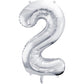 Folienballon Ziffer ''2'', 86cm, silber