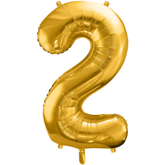 Folienballon Ziffer ''2'', 86cm, gold