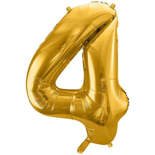 Folienballon Ziffer ''4'', 86cm, gold
