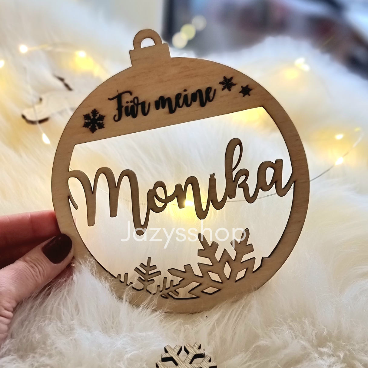 Personalisierte Weihnachtskugel Holz