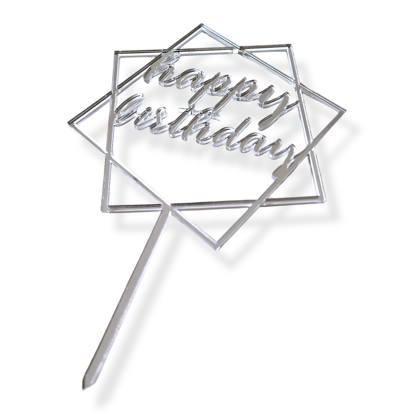 Acryltopper - Happy Birthday Frame Silber