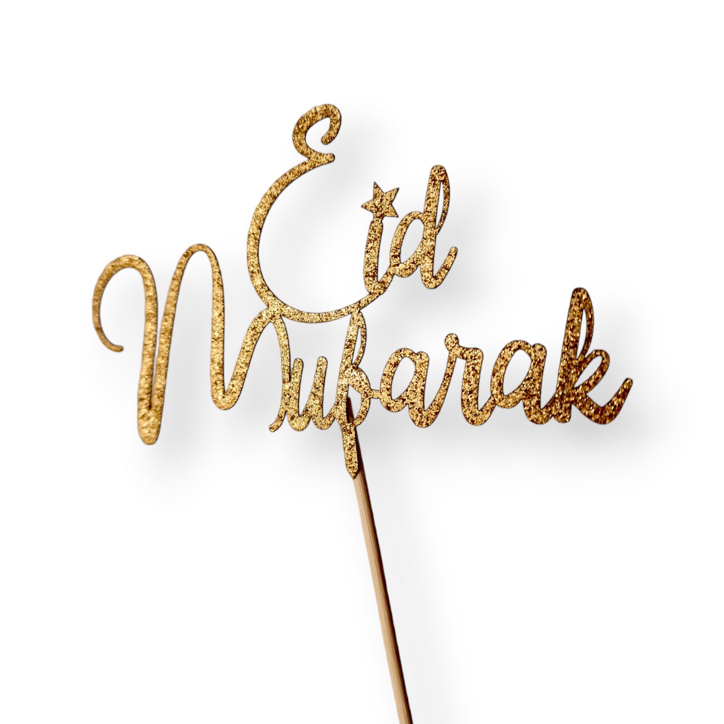 Papiertopper Eid Mubarak 3 Goldglitzer