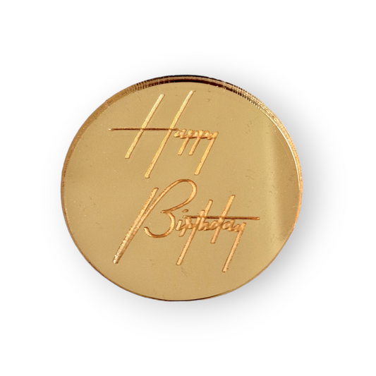 Acryl Plakette Happy Birthday2 Gold/Silber