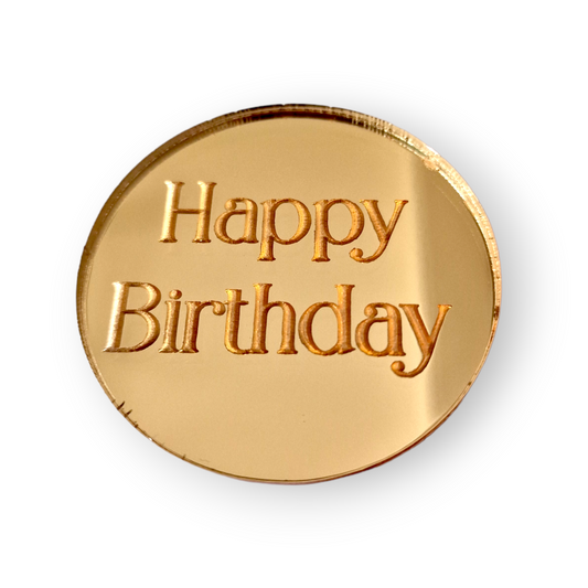Acryl Plakette Happy Birthday3 Gold