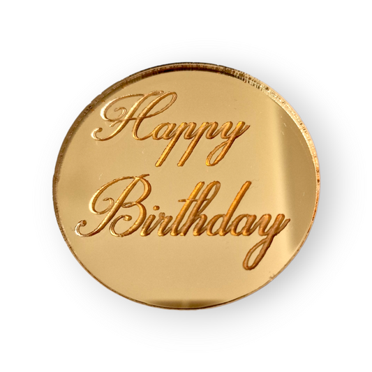 Acryl Plakette Happy Birthday4 Gold
