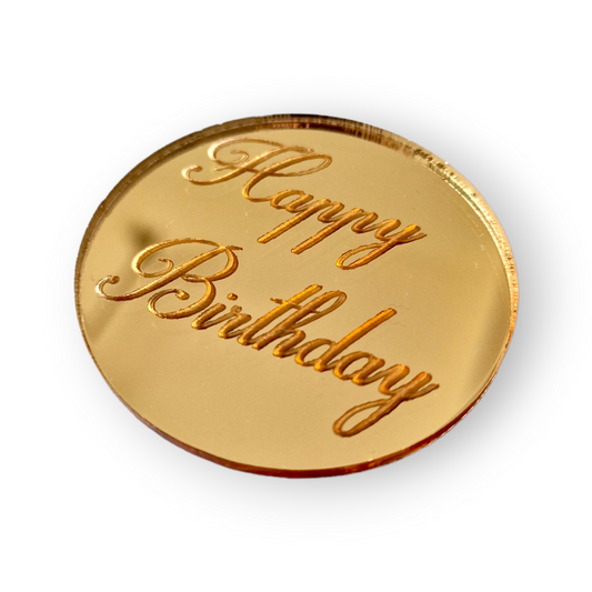 Acryl Plakette Happy Birthday4 Gold
