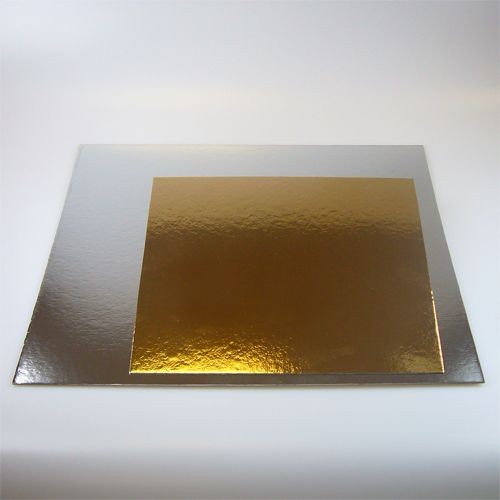 Tortenunterlagen Silber/Gold Eckig 20cm/3 Stk.