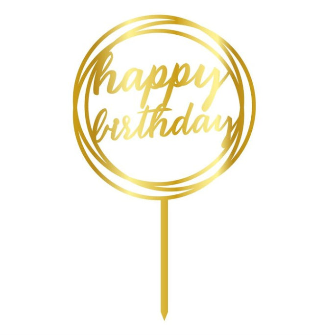 Acryltopper - Happy Birthday Circle Gold