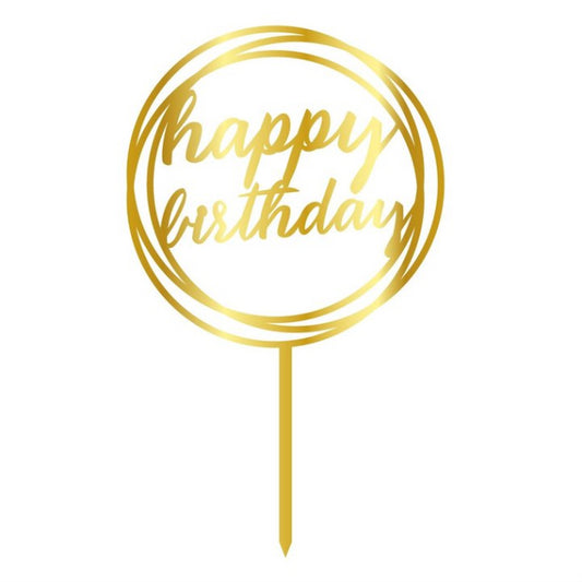 Acryltopper - Happy Birthday Circle Gold