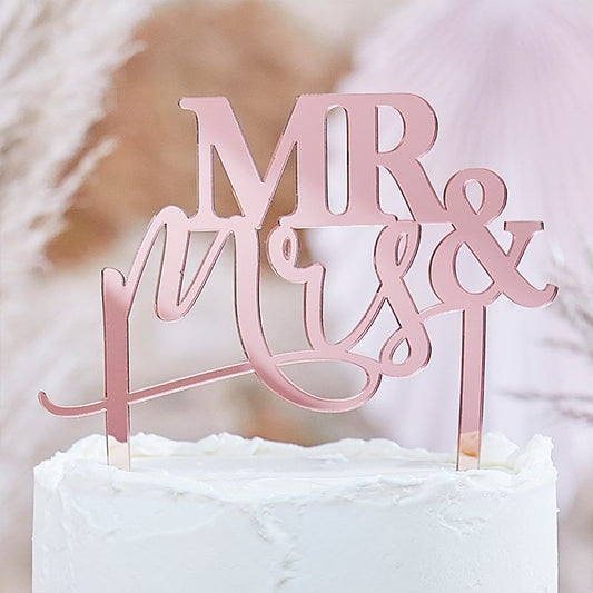 Cake Topper MR & Mrs Roségold