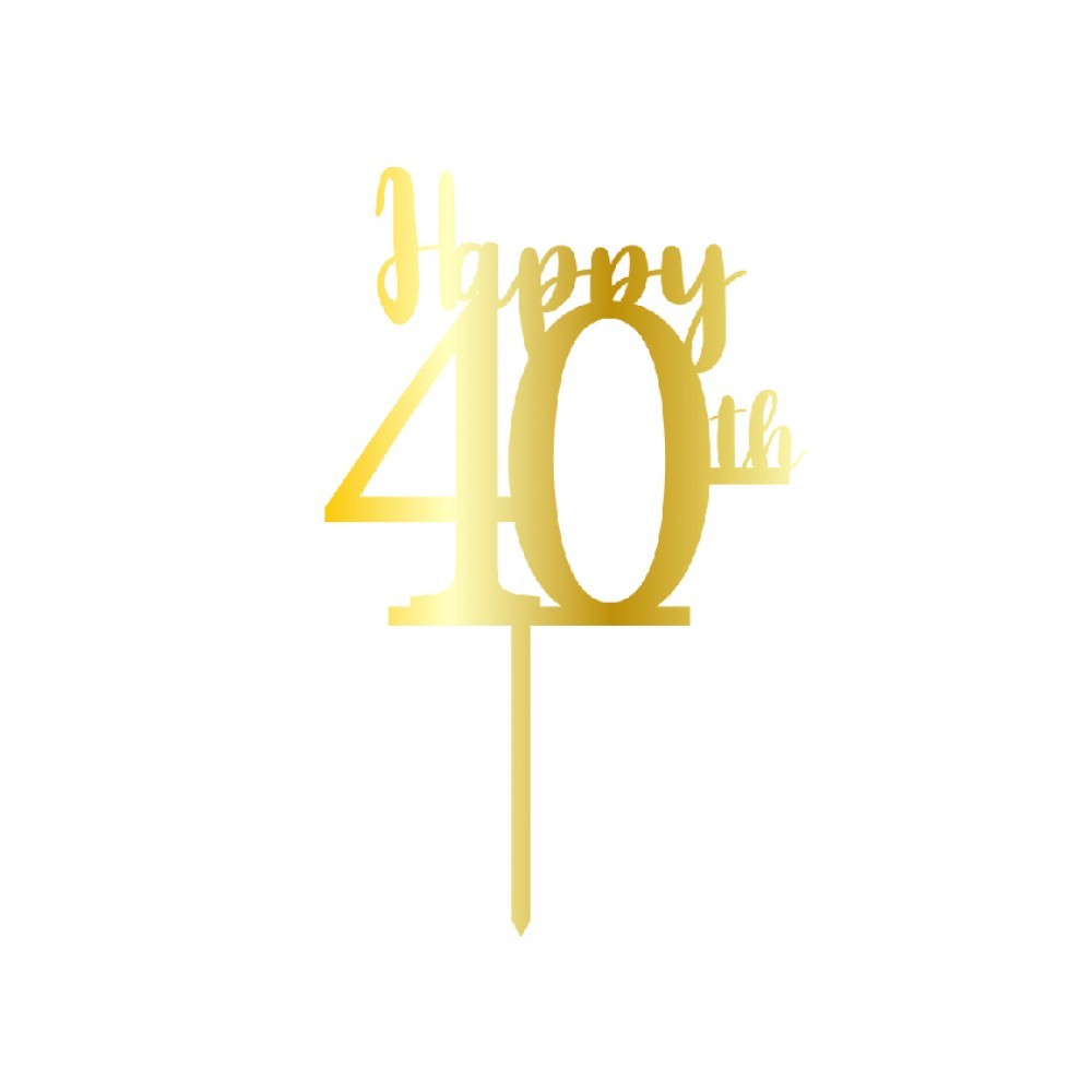 Acryltopper - Happy 40th Topper Gold
