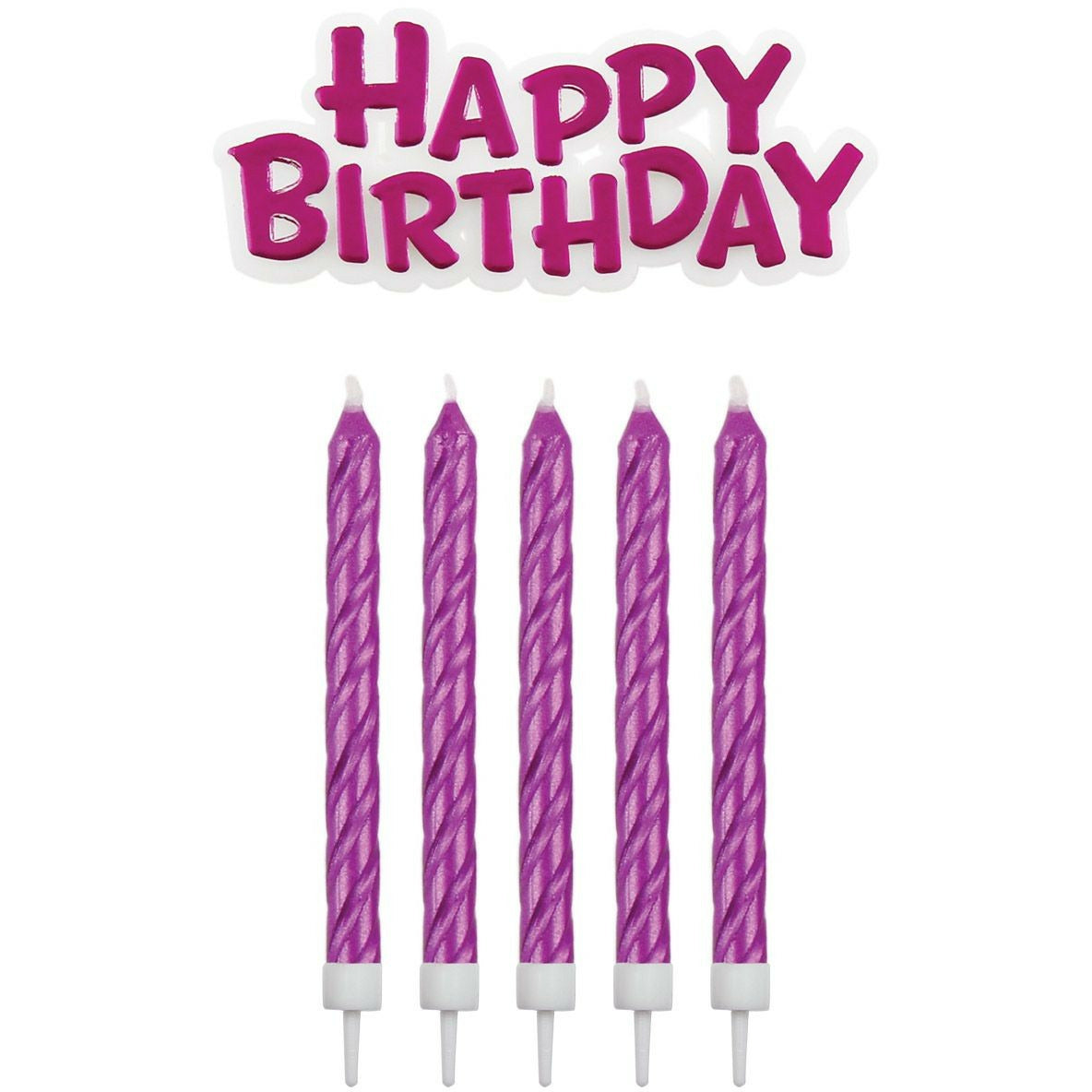 Metallic Kerzen & Happy Birthday Stecker Pink