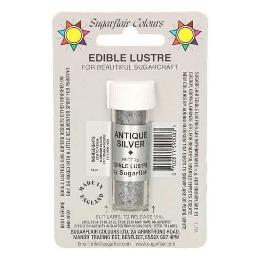 Sugarflair Puderfarbe Lustre - Antique Silver 2 gr.